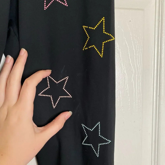 BEACH RIOT x Soul Cycle Multi Colored Star Embellished Black Leggings Size Small - Picture 7 of 9